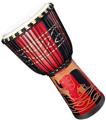 Handgeschnitzte Bongo-Trommel – traditionelles afrikanisches Holzschlaginstrument, 8 Zoll, lebendiges Multiton-Design | Professionelle Musikdekoration für Konzerte, Proben