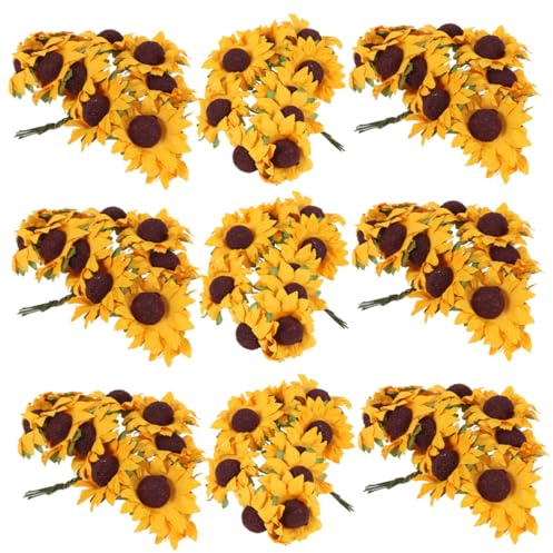 DEARMAMY Fiori Artificiali di Girasole in Carta, 200 Pezzi, Leggeri e Realistici, Decorazione per Scatole Regalo, Feste, Ufficio, Fai da Te, Palloncini Gialli e Bianchi