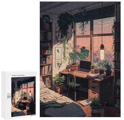 300 PCS Rätsel Für Teenager Cozy Home Office Scene Rätsel Für Teenager: Entspannungsspiele, Lustige Und Humorvolle Geschenke Zur Stressreduzierung 300 PCS