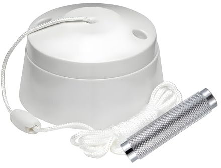 TWDRTDD White Ceiling Pull Cord Switch 10A 2-Way Round Light Switch for Bathroom or Toilet Long String Pull Cord Ceiling Mounted,1-Pack