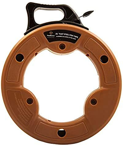 Southwire Fish Tape Tool - Durable 1/8-Inch Tempered Spring Steel for Efficient Wire Pulling - High-Impact Case - Ergonomic Handle - Fast Rewind Design - 25-Foot Length