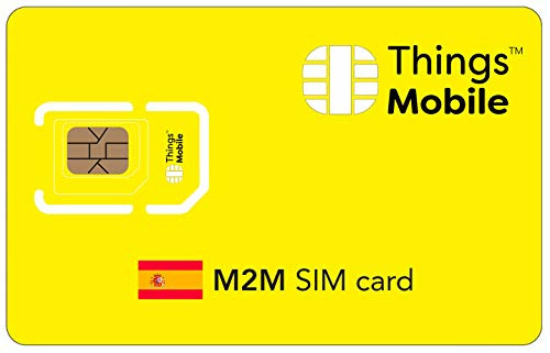 Daten-SIM-Karte M2M Spanien - Things Mobile - mit weltweiter Netzabdeckung und Mehrfachanbieternetz GSM/2G/3G/4G. Ohne Fixkosten und ohne Verfallsdatum. 10 € Guthaben inklusive