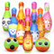 Dreamon Kegelspiel für Kinder Outdoor Garten Spielzeug Dosenwerfen Kinder Bowling Ball Set mit 10 Kegel und 2 Bälle Geschenke Montessori Spiele ab 3 Jahren Junge Mädchen