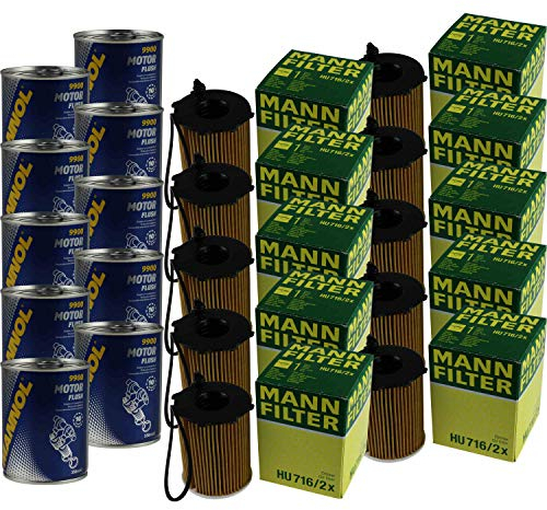 10x Original MANN Ölfilter HU 716/2 x + 10x SCT Motor Flush Motorspülung