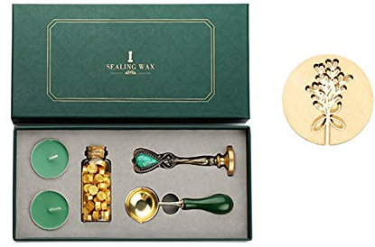 Juego Cera de Sellado Retro, Completo Kit de Sellos de Cera con Sello de Cuchara de Vela, Ceras Adhesivas para Manualidades, Manuscritos Antiguos, Tarjetas Felicitación, Invitaciones Boda