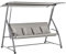 Outsunny Hollywoodschaukel Gartenschaukel Hängebank 3 sitzer Schaukel mit verstellbarem Dach Liegefunktion Polyester Braun 215 x 120 x 165 cm