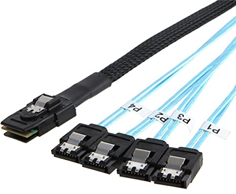 NFHK Internal Mini SAS SFF-8087Host to 4 SATA 7pin Target Hard Disk 6Gbps Data Server Raid Cable 50cm