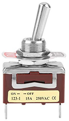 Interruttore a levetta momentaneo On-Off, 15A 250V Interruttore a levetta momentaneo On-Off Interruttore a bilanciere 2 pin 2 posizione 12mm