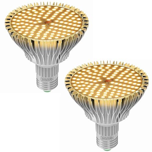 80W LED Grow Light Bulb, Luz Plantas Interior Espectro Completo De Luz Solar, Focos Led Cultivo Interior, PPFD 300 μmol/s/㎡, Luz Crecimiento Plantas Interior Blanca CáLida, Lampara Plantas, 2 Pack
