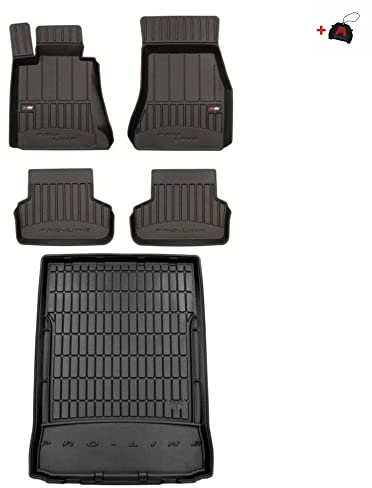 MOTOS Satz Gummifußmatten und Kofferraummatten passend für BMW 5er G30 2017-2023 Limousine, passt nicht für Hybrid (HEV), ohne Reserverad Verbessern Sie Ihren Reisekomfort mit Antirutschmatte Auto 3D-