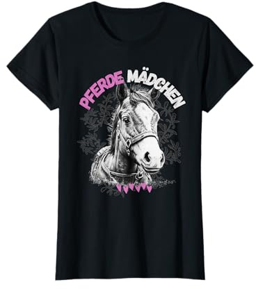 Pferde Mädchen Pferd Reiter Spruch Pferdekopf T-Shirt