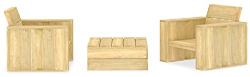 GuyAna 3-TLG. Garten-Lounge-Set Kiefernholz Imprägniert TerassenmöBel AußEn Festzeltgarnitur