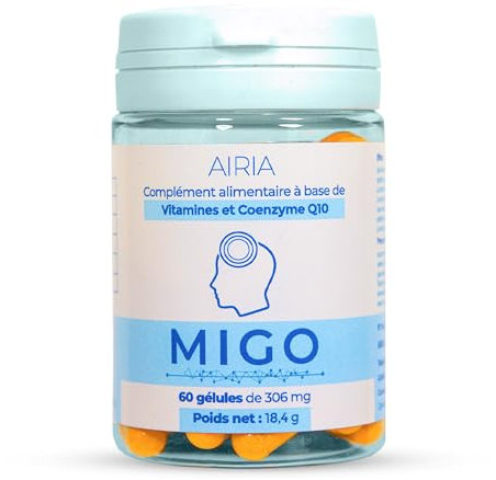 Migo® - Migraine Ophtalmique, Migraine avec Aura et Fatigue Oculaire - Traitement de fond à base de Co-Enzyme Q10, VITAMINE B12, B2, E et D (Fabriqué en France)