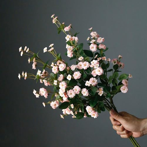 3 Stück Künstliche Rosenzweige, 72,9 Cm Langer Stiel, Mini-Rosen-Seidenblumen-Set mit Grünen Blättern, Künstlicher Rosenstrauß für Bastelarbeiten, Hochzeitsarrangements, Tafelaufsätze,(Rosa)