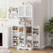 HOCSOK Tall Kitchen Cupboard, Tall Storage Cabinet with 4 Doors and Adjustable Shelves, Pantry Cupboard with Counter Top for Living Room, Dining Room, Entrance, White, 181x60x40cm