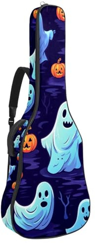 Gitarrentasche für Akustikgitarre mit zwei Taschen, für Trick or Treat Halloween, Gruselig, 30 Grad, wasserabweisend, doppelt verstellbarer Schultergurt, Gitarrenkoffer, Süßes oder Saures Halloween