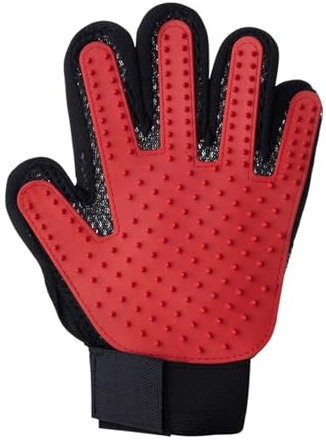 Pengchang Haustier-Handschuh, Katzenpflege, Haar-Enthaarungsbürste, S-Hundekamm for S-Badentferner, saubere Massage for Tiere(Left Red)