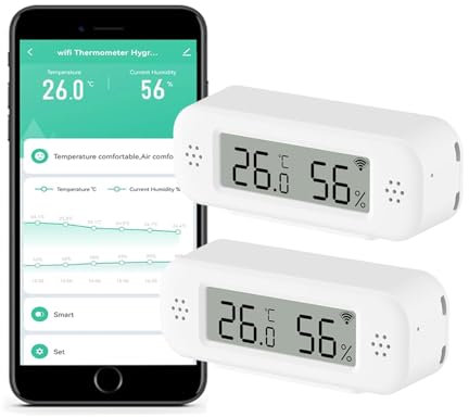 Termometro digitale intelligente igrometro, sensore di temperatura e umidità interna WiFi per uso domestico, con monitoraggio remoto app, esportazione dati, compatibile con Alexa. (2 Pack)