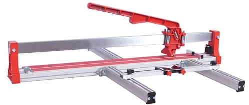 ROJOO Tagliapiastrelle manuale in ceramica con guida scorrevole, base in alluminio resistente professionale, scala di misurazione regolabile, rosso e argento R2823T80, 800 mm