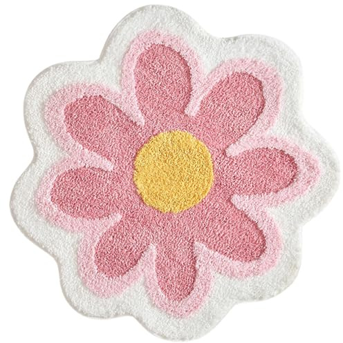 YOFAPA Tapis de bain absorbant et antidérapant avec motif floral rose - Tapis de bain doux lavable en machine - Idéal pour salle de bain, salon, chambre et entrée