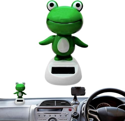Green Solar Bobblehead - Long-Lasting Frog Bobble Dancer Toy, Decorative Solar Energy Figurine | Eco Friendly Solar Dashboard Shaking Toy, Dancing Dashboard Ornament for Office
