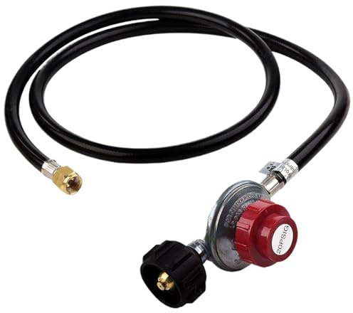 Manguera De Propano De Alta Presión - Válvula Regulador De Gas Ajustable, Adaptador De Conector De Latón | Quemaduras Parrilladas Estufas Psi Propano Control Kit Con Tubería, Equipo De Cocina De Pl