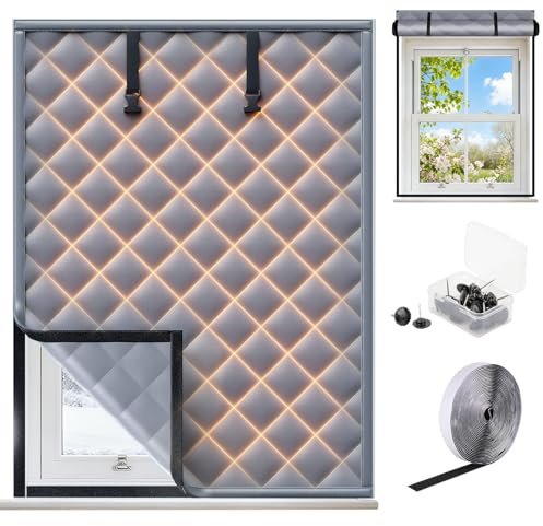 Taimimy Kit de aislamiento para ventanas, aislamiento de ventanas contra el frío, 120 x 160 cm, cubierta térmica para ventanas, película aislante para ventanas de invierno, película aislante