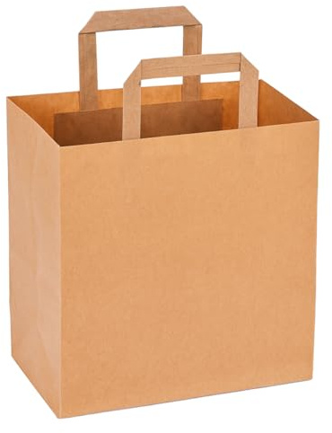 verpacking Papiertragetaschen 25 x 26 x 17 cm Braun [Größe und Farbe wählbar] Geschenktüten Einkaufstüten biologisch abbaubar Einzelhandel 250 Stück