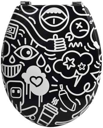 MSV - F1 Abattant WC MDF Steeve - Charnières Résistantes - 42,5 x 36,5 x 5 cm - Multicolore - Design Universel Adapté à Toute la Famille - Installation Facile et Nettoyage Rapide