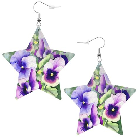 Pansy Perfection Women's Fashion Earrings, Celestial Dangle Earrings, Star Shape Jewelry for a Versatile