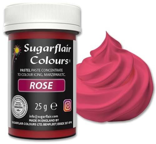 Sugarflair Paste Colour Lebensmittelfarbe Paste, Pastel Rose, 25 g | Hochkonzentrierte Farbpaste für Fondant, Marzipan und Modellierpaste, Farbintensität Aufbaubar