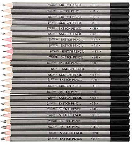 Lápiz de Dibujo, 24 Piezas Sketch Art Graphite Drawing Pencil Lápiz de Pintura de Color no tóxico 9H-14B