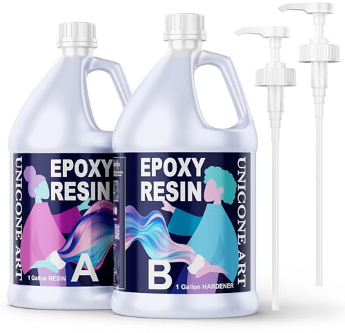 Resin Epoxy Craft Kit 2 Gallonen Epoxidharz Kit (1 Gal Harz + 1 Gal Härter) Hochglanz UV-beständiges geruchsfreies Kunstharz, BPA-frei und ungiftig kristallklare Formel 2 Gallonen