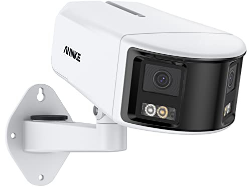 ANNKE 6MP PoE Caméra de Surveillance Extérieure avec Double Objectif, Caméra de Sécurité IP Panoramique avec Vision de 180 °, Vision Nocturne Couleur, Détection Humaine/véhicule, Audio Bidirectionnel