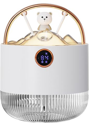 Portable Mini Humidifier With night light 600ml Small Cool Mist Humidifier Personal Desktop Humidifier for Baby Bedroom Travel Office,Built-in 2000mAh Battery 2 Mist Modes white