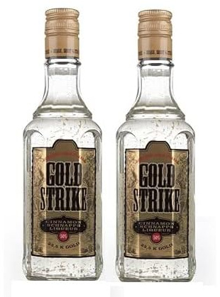 2 Flaschen Bols Gold Strike Cinnamon Schnapps Liquer a 500ml + mit 50% Vol. (23,5 K Gold) Space Riegel von Onlineshop Bormann