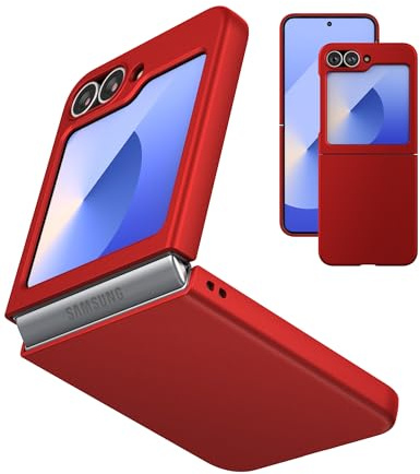 Eastcoo Slim Fit Galaxy Z Flip 6 Flip Phone Case, [Hard PC Back] [Frosted Feel] [Wireless Charging Support] Lightweight Shockproof Case Cover for Samsung Galaxy Z Flip6 (2024), Red