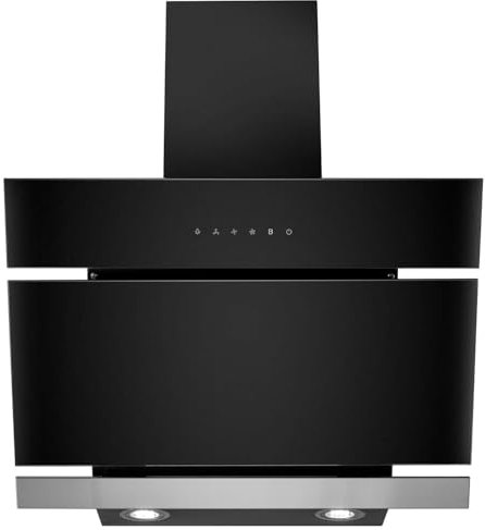 electriQ 60cm Angled Cooker Hood - Black and Stainless Steel