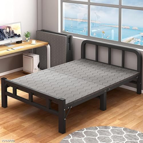 Tragbares Campingbett für Erwachsene, 2 Personen, Klappbett für Zelt, Büro, Outdoor, Reisen, unterstützt 150 kg, Schwarz, 190 x 80 x 41 cm