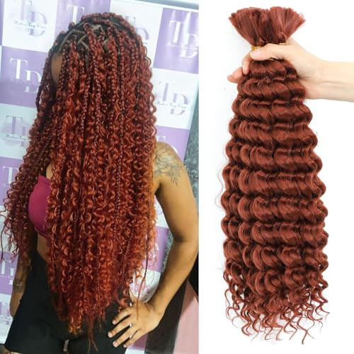 BLTYXT Deep Wave Bulk Hair 18 Inch 6 Bundles Synthetic Braiding Hair Curly Crochet Hair Boho Braids Natural Color for Hair Extensions (350, 18 Inch（6 Bundles）)