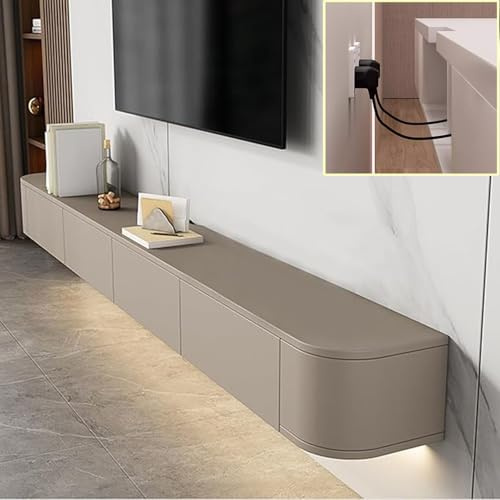 XDXINY TV Media Console Floating TV Cabinet Wall Mounted TV Cabinet Multi Large Storage TV Bench Under TV Lowboard with drawers Router Bracket (Khaki, 180 * 20 * 24CM)