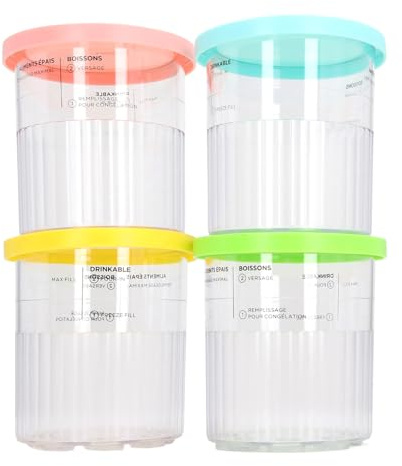 Annadue Set di Contenitori per Gelato Riutilizzabili per Gelatiere NC500 NC501, 4 Bicchieri di Plastica con Coperchi per Riunioni di Famiglia (#1)