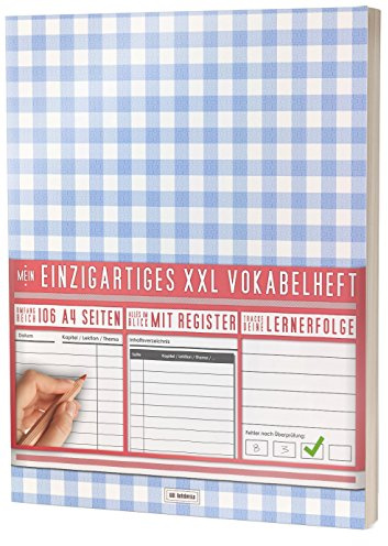 Mein Einzigartiges XXL Vokabelheft: 100+ Seiten, 2 Spalten, Register / Lernerfolge auf jeder Seite zum Abhaken / PR301 Picknick / DIN A4 Soft Cover