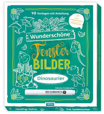 Trötsch Wunderschöne Fensterbilder mit Kreidemarker Mappe mit Vorlagen und Kreidemarker Dinosaurier: Fensterbilderbuch Beschäftigungsbuch: ... (Dinosaurierwelt: Alles rund um die Dinos)