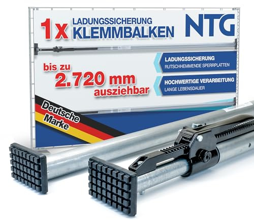 NTG Klemmbalken Sperrbalken Alu 2350-2720 mm - Ladungssicherung Transporter | Sperrlatte für Transportsicherung - geeignet für PKW LKW - Anhänger und Werkstatt - stabile Zwischenwand