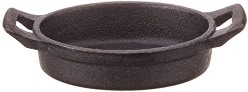 Genware NEV-C129 Mini Cast Iron Oval Eared Dish, 12 cm x 9 cm x 3 cm