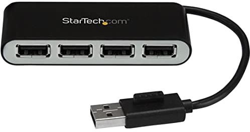 StarTech.com Mobiler 4-Port-USB 2.0-Hub mit integriertem Kabel - Kompakter Mini USB Hub