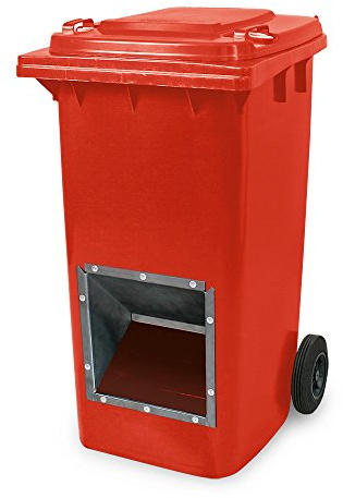 BRB Mobiler Streugutbehälter, Streusalzbehälter 240 Liter, mit Entnahmeöffnung, auch für Streusplit, rot