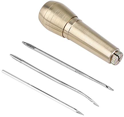 Kupfer Griff Nähen Ahle, 3 Nadeln Nähen Ahle Repair Tool Hand Stitcher Griff Kupfer Werkzeuge für DIY Nähen Reparatur Leinwand Leder