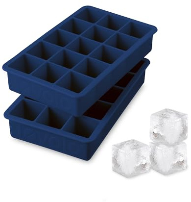 Tovolo Silicone Ice Cube Tray Deep Indigo Pack of 2 BPA Free Ice Tray Mold for Coffee Drinks Cocktails, Dishwasher Safe Easy Release Perfect 1 Inch Cube Ice Tray for Whiskey Bourbon Spirits